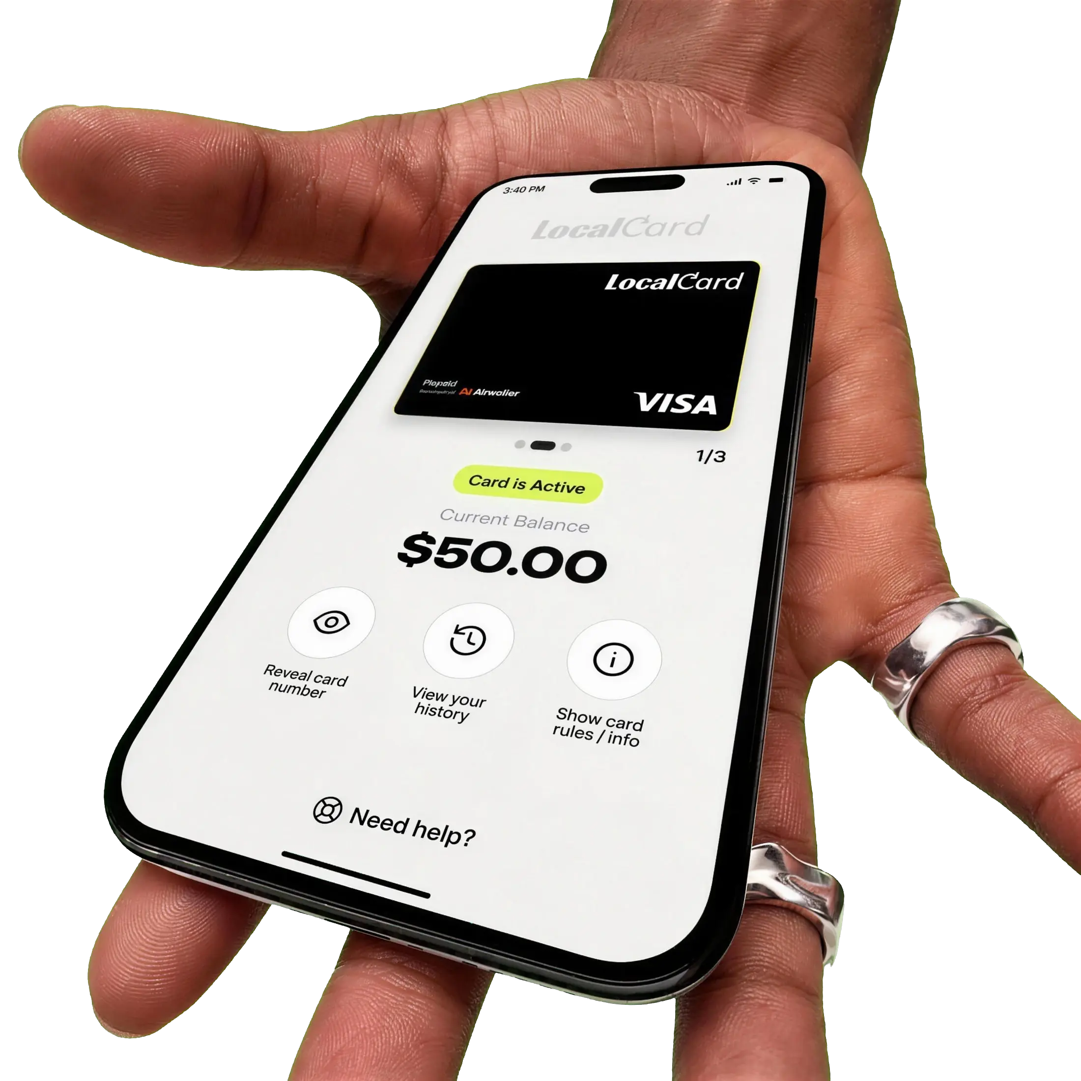 LocalCard app on a phone